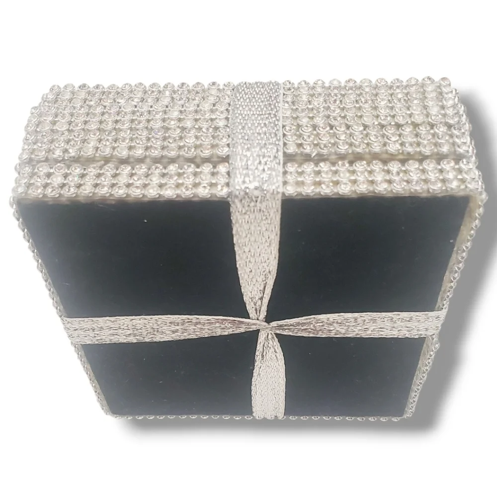 New Christian Siriano New York Beaded Edge Coasters Set of 4 Elegant Gray Marble